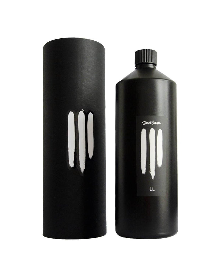 The 1 litre bottle of Black 3.0 shown with its container