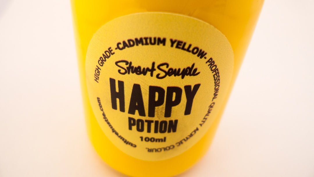 HAPPY - cadmium yellow, high grade professional acrylic paint, by Stuart Semple 100ml
