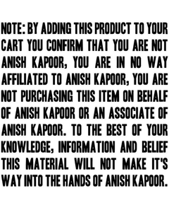 Text stating purchase confirmation regarding Anish Kapoor and the product's availability.