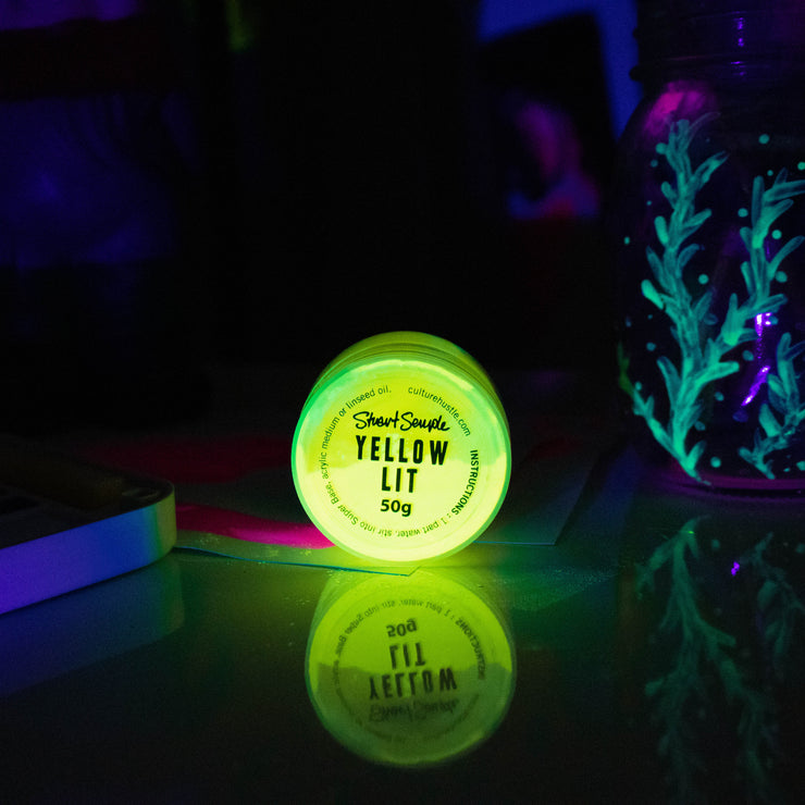 Culture Hustle Yellow Lit - The World's Glowiest Glow Pigment, 100% Pure Lit Powder by Stuart Semple